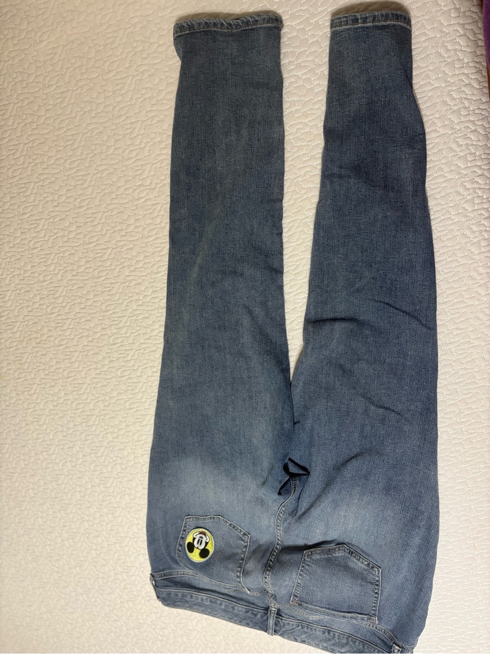 Disney Store Mickey Mouse Patch Distressed Blue Jeans 18R - Picture 9 of 13